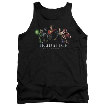 Black men's tank with Injustice Gods Among Us Injustice League graphic
