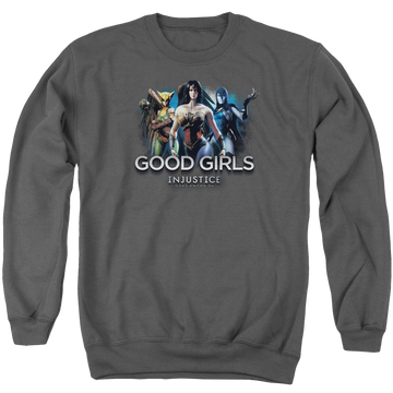 Injustice Gods Among Us Good Girls Men's Crewneck Sweatshirt Men's Crewneck Sweatshirt Justice League