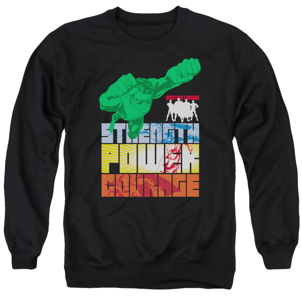 Justice League Heroic Qualities Men's Crewneck Sweatshirt Men's Crewneck Sweatshirt Justice League