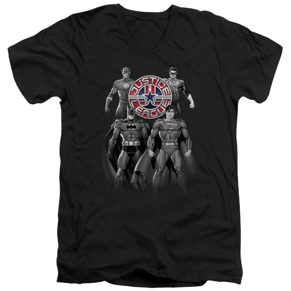 Justice League Shades Of Gray Men's V-Neck T-Shirt Men's V-Neck T-Shirt Justice League