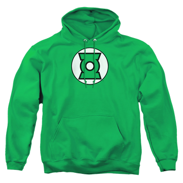 Kelly green pullover hoodie with Green Lantern Logo graphic