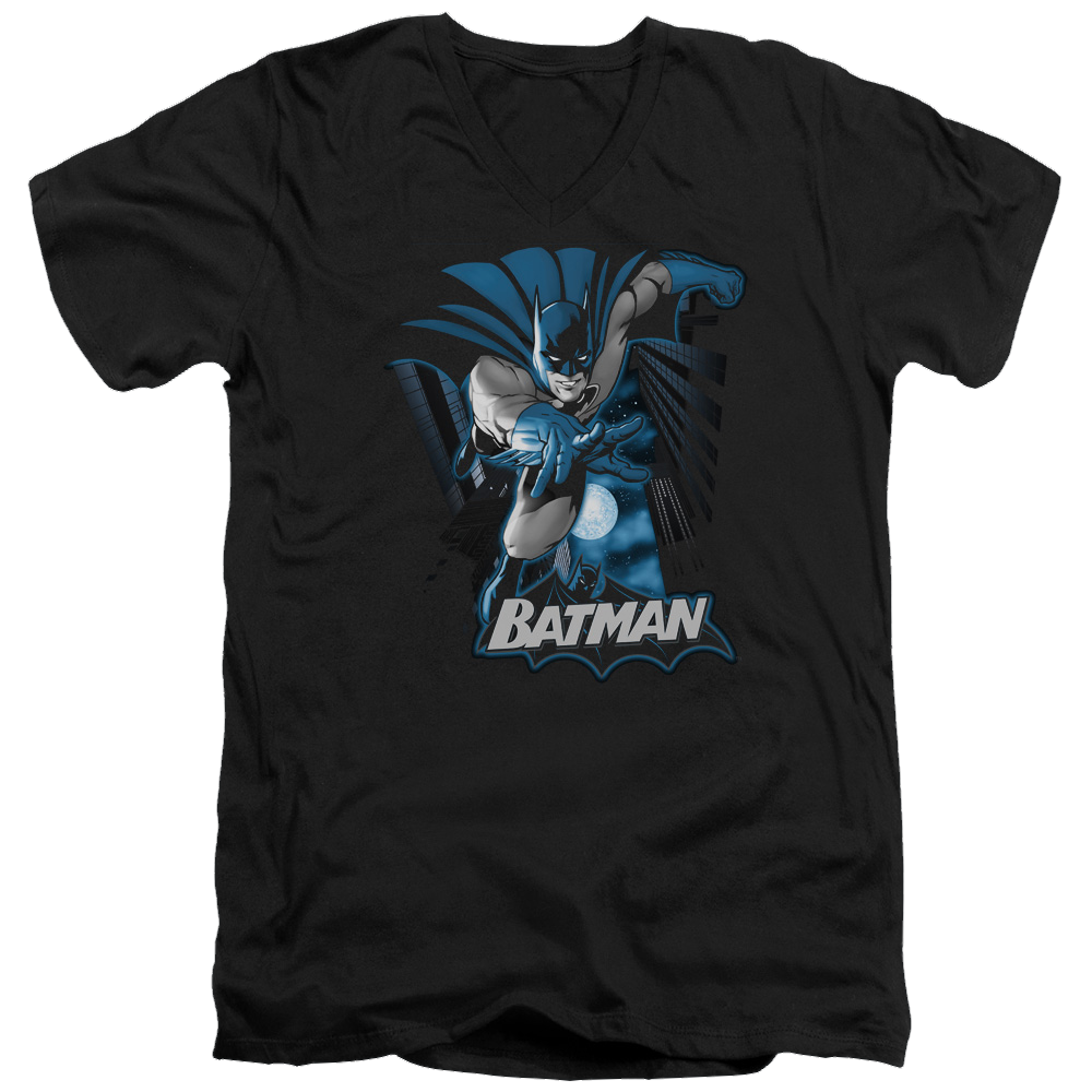 Justice League Batman Blue & Gray Men's V-Neck T-Shirt Men's V-Neck T-Shirt Batman