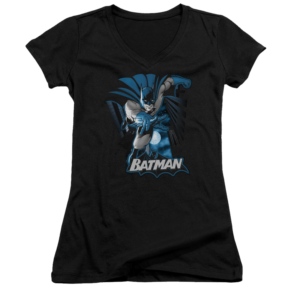 Justice League Batman Blue & Gray Juniors V-Neck T-Shirt Juniors V-Neck T-Shirt Batman