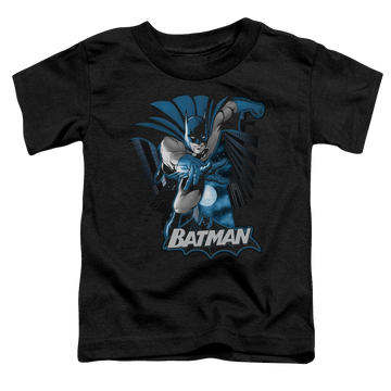 Black toddler t-shirt with DC Batman Batman Blue & Gray graphic