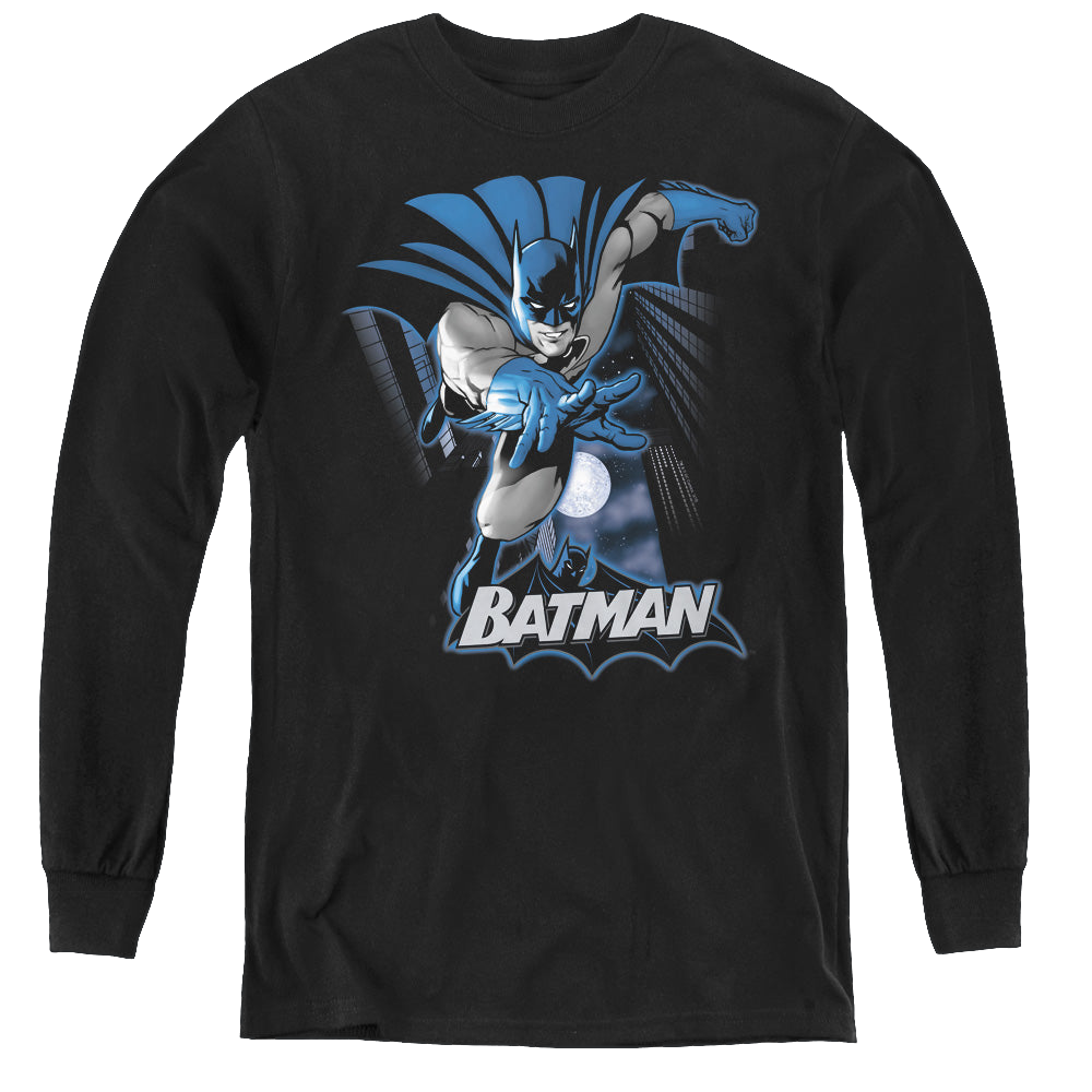 Dc Batman Batman Blue & Gray - Youth Long Sleeve T-Shirt Youth Long Sleeve T-Shirt Batman