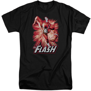 Black men's tall fit t-shirt with Flash Red & Gray graphic