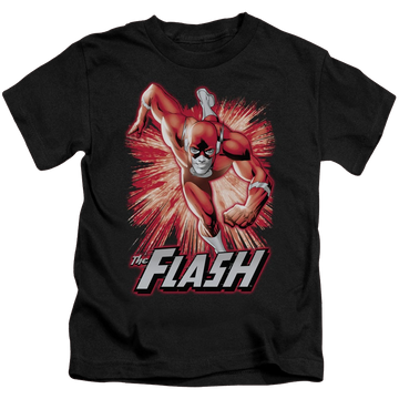 Black kid's t-shirt for ages 4 to 7 with Flash Red & Gray graphic