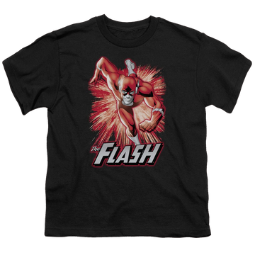 Black youth t-shirt for ages 8 to 12 with Flash Red & Gray graphic