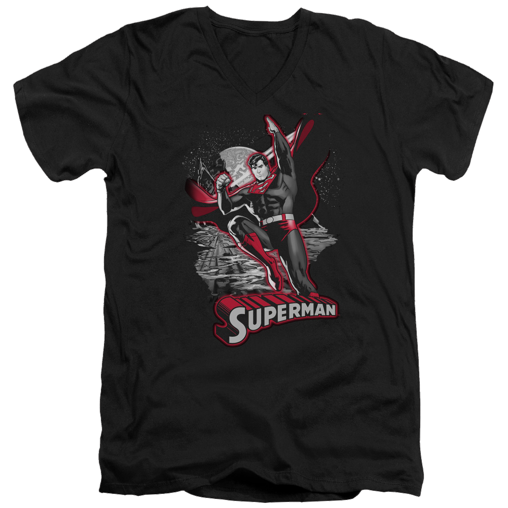 Justice League Superman Red & Gray Men's V-Neck T-Shirt Men's V-Neck T-Shirt Superman