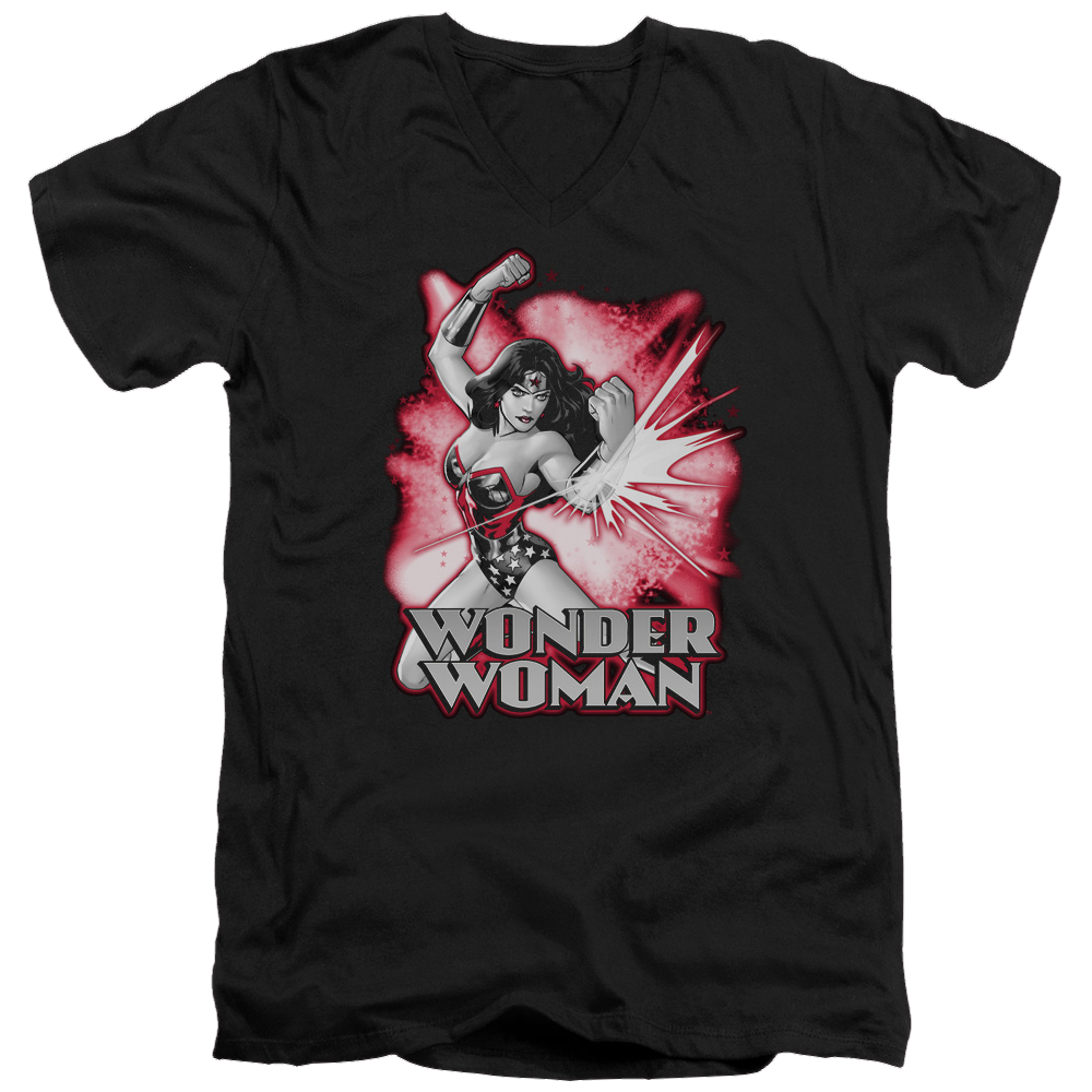 Justice League Wonder Woman Red & Gray Men's V-Neck T-Shirt Men's V-Neck T-Shirt Wonder Woman