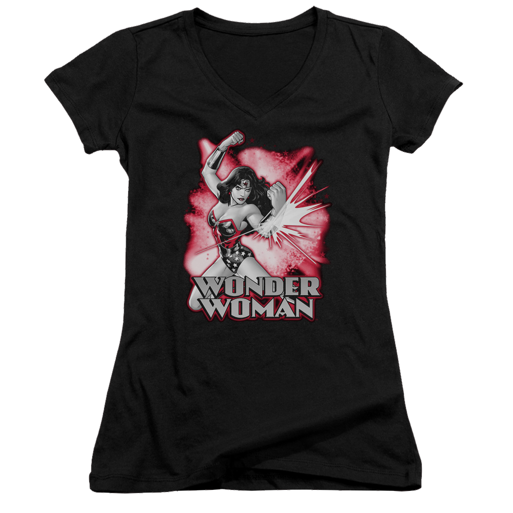 Justice League Wonder Woman Red & Gray Juniors V-Neck T-Shirt Juniors V-Neck T-Shirt Wonder Woman