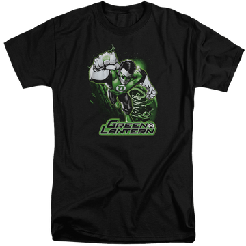 Black men's tall fit t-shirt with Green Lantern Green & Gray graphic