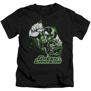 Black kid's t-shirt for ages 4 to 7 with Green Lantern Green & Gray graphic
