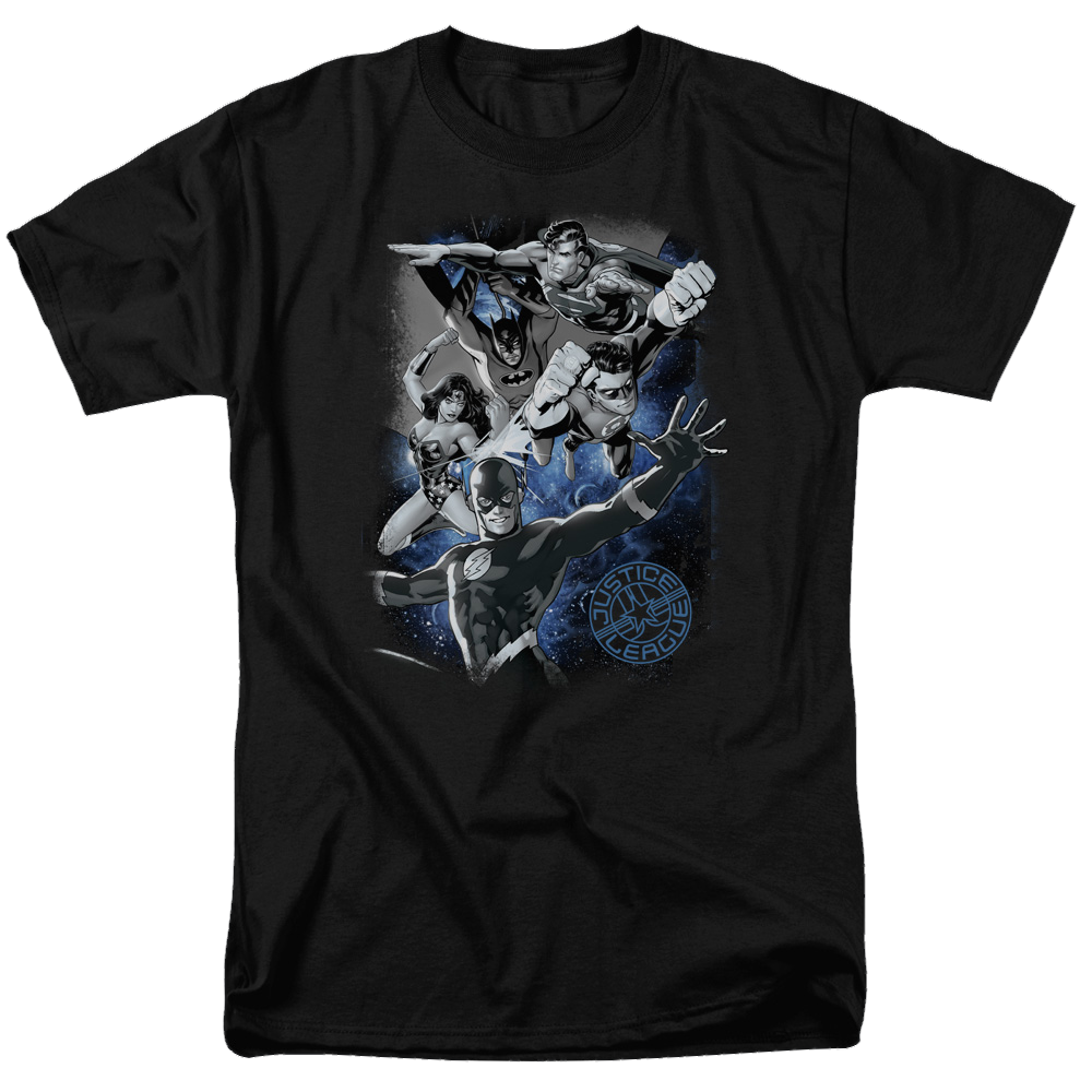 Justice League Galactic Attack Nebula Men's Regular Fit T-Shirt Men's Regular Fit T-Shirt Justice League