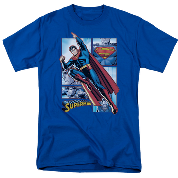 Royal men's regular fit t-shirt with Justice League Superman Panels graphic