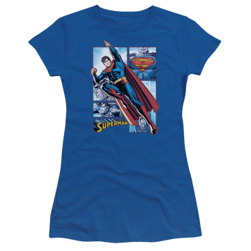 Royal juniors t-shirt with Justice League Superman Panels graphic