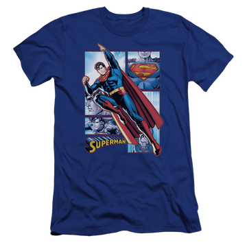 Royal men's premium slim fit t-shirt with Justice League Superman Panels graphic