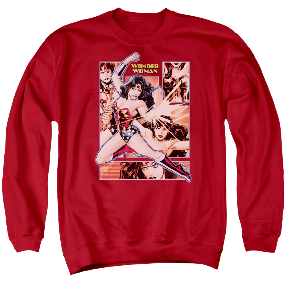 Justice League Wonder Woman Panels Men's Crewneck Sweatshirt Men's Crewneck Sweatshirt Wonder Woman