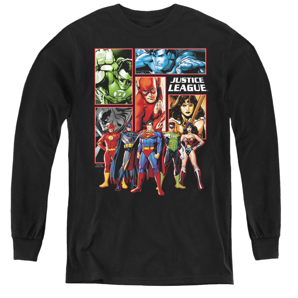 Justice League Justice League Panels - Youth Long Sleeve T-Shirt Youth Long Sleeve T-Shirt Justice League