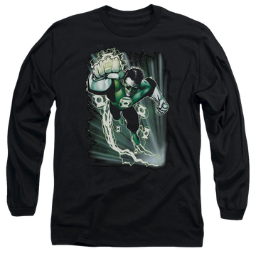 Black men's long sleeve t-shirt with Green Lantern Emerald Energy graphic