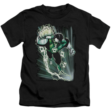 Black kid's t-shirt for ages 4 to 7 with Green Lantern Emerald Energy graphic