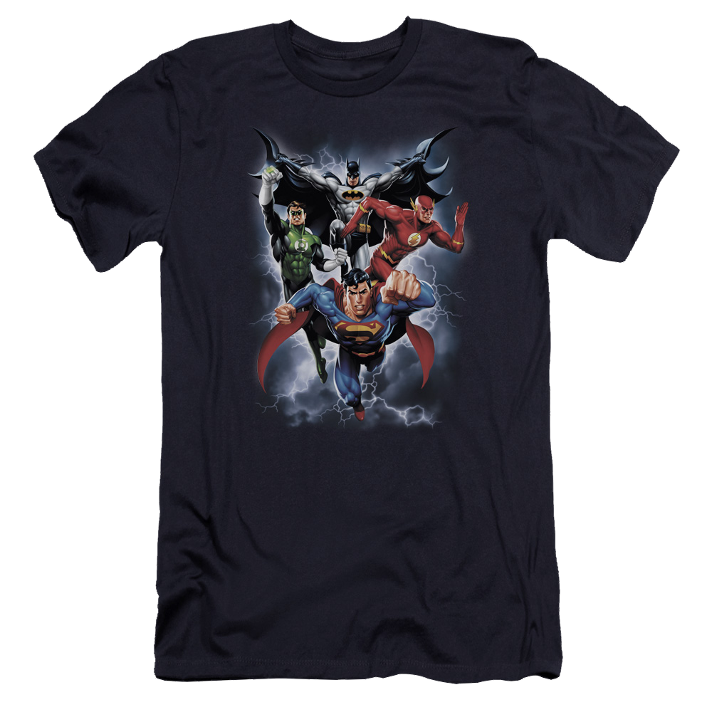 Justice League The Coming Storm Men's Premium Slim Fit T-Shirt Men's Premium Slim Fit T-Shirt Justice League