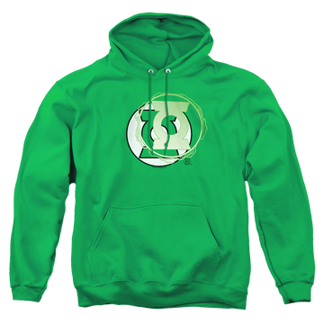 Kelly green pullover hoodie with Green Lantern Gl Energy Logo graphic