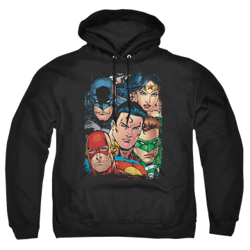 Justice League Up Close And Personal Pullover Hoodie Pullover Hoodie Justice League