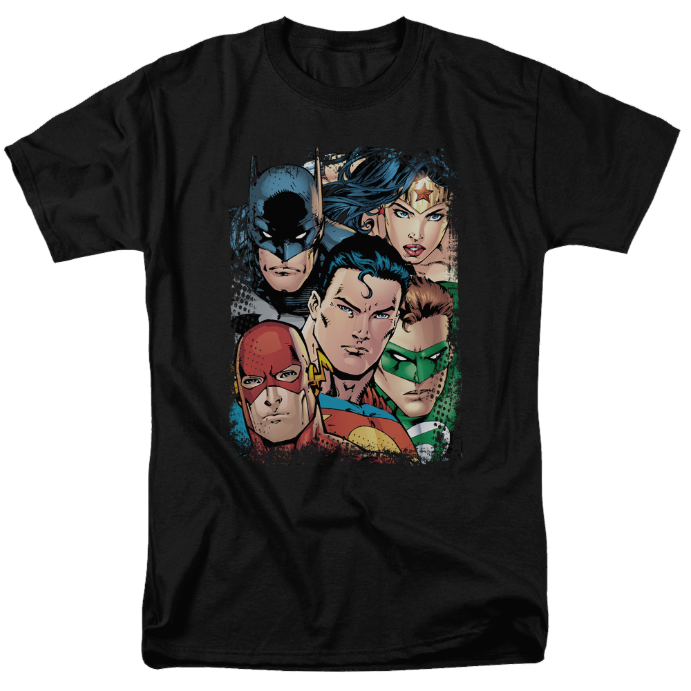 Justice League Up Close And Personal Men's Regular Fit T-Shirt Men's Regular Fit T-Shirt Justice League