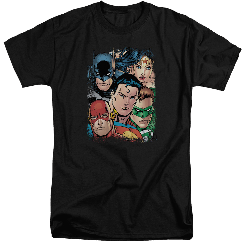 Justice League Up Close And Personal Men's Tall Fit T-Shirt Men's Tall Fit T-Shirt Justice League