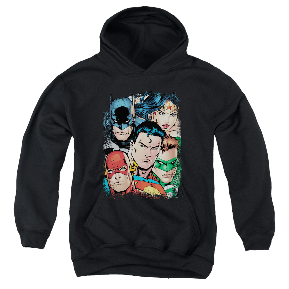 Justice League Up Close And Personal - Youth Hoodie Youth Hoodie (Ages 8-12) Justice League