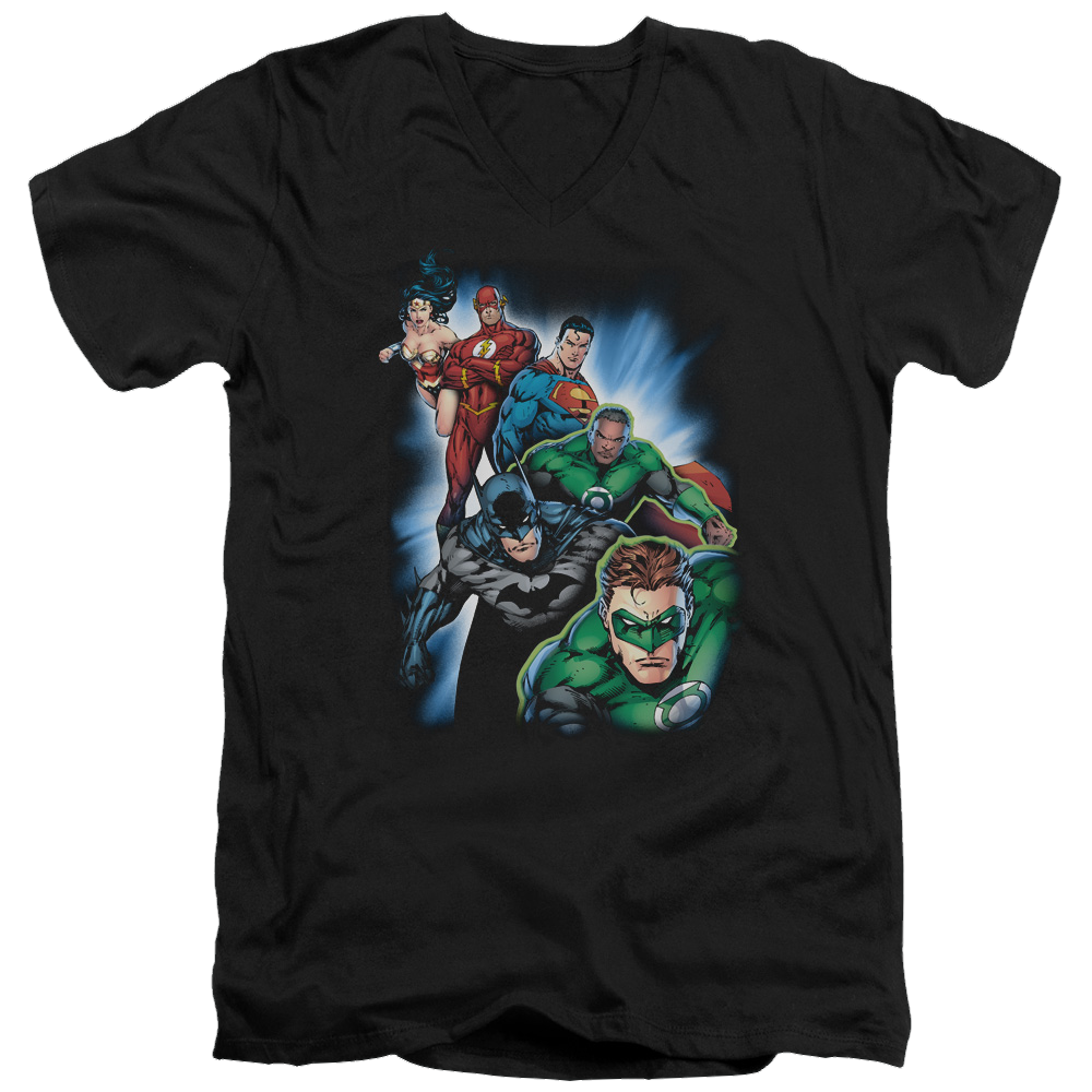 Justice League Heroes Unite Men's V-Neck T-Shirt Men's V-Neck T-Shirt Justice League