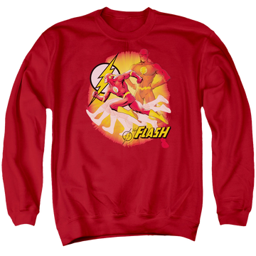 Red men's crewneck sweatshirt with The Flash Lightning Fast graphic