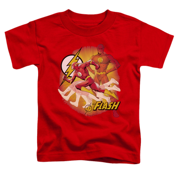 Red toddler t-shirt with The Flash Lightning Fast graphic