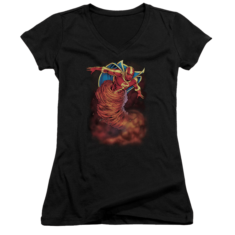 Justice League Tornado Cloud Juniors V-Neck T-Shirt Juniors V-Neck T-Shirt DC Comics