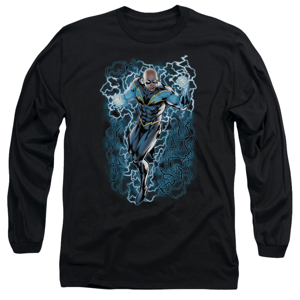 Justice League Black Lightning Bolts Men's Long Sleeve T-Shirt Men's Long Sleeve T-Shirt DC Comics