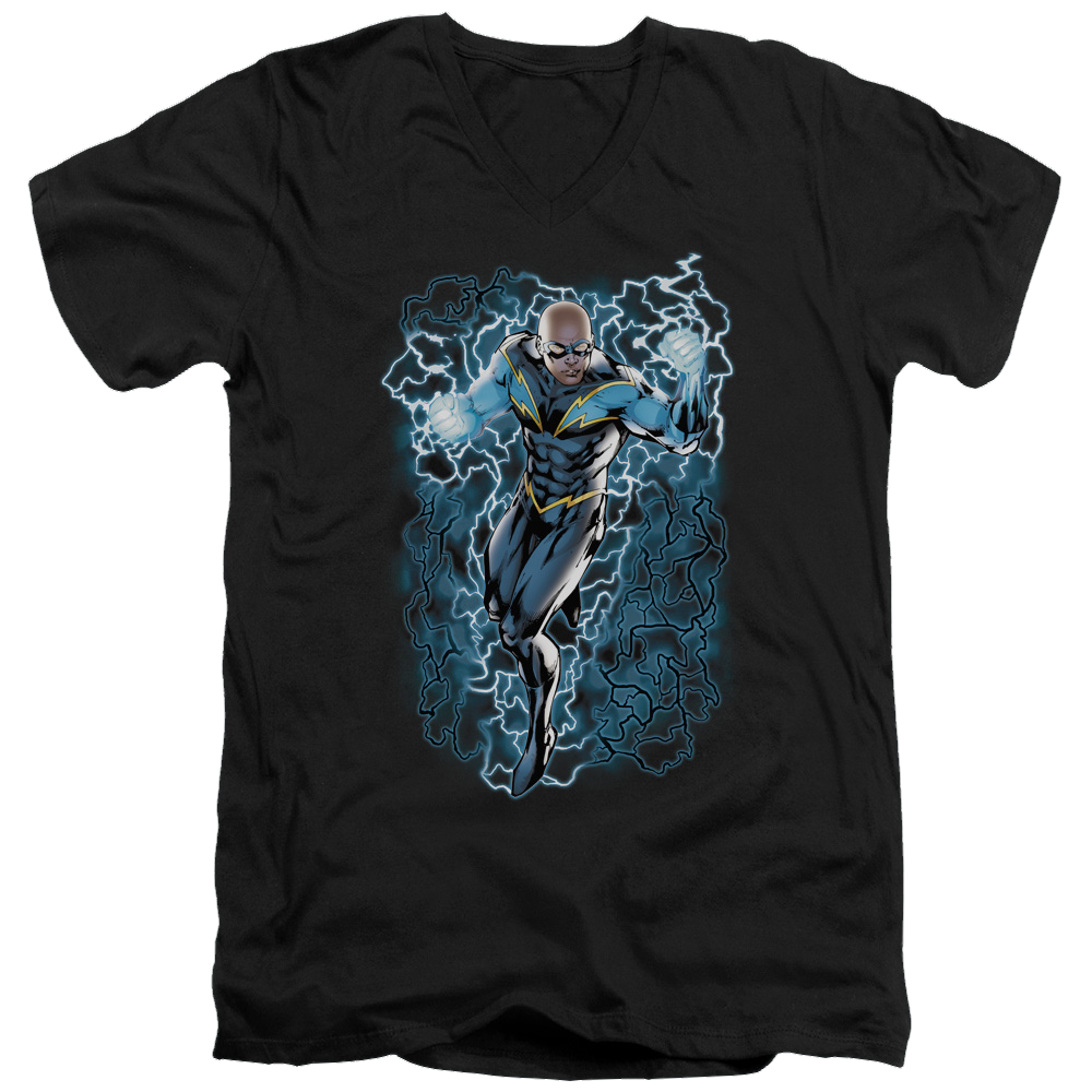 Justice League Black Lightning Bolts Men's V-Neck T-Shirt Men's V-Neck T-Shirt DC Comics