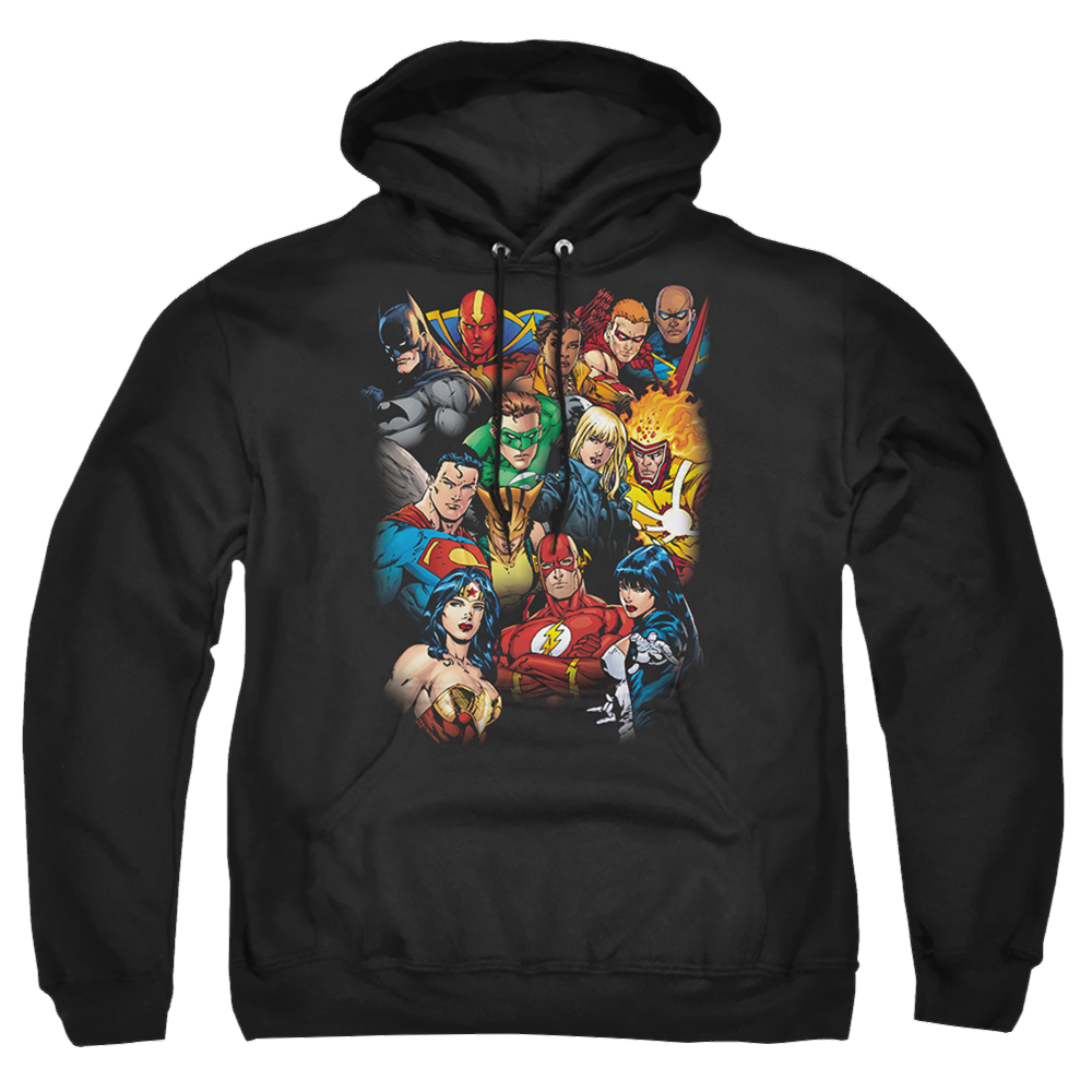 Justice League The League's All Here Pullover Hoodie Pullover Hoodie Justice League