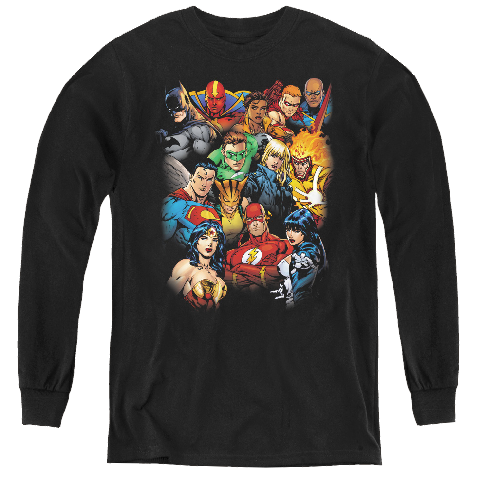 Justice League The Leagues All Here - Youth Long Sleeve T-Shirt Youth Long Sleeve T-Shirt Justice League