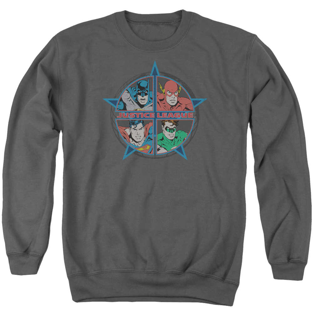 Justice League Four Heroes Men's Crewneck Sweatshirt Men's Crewneck Sweatshirt Justice League