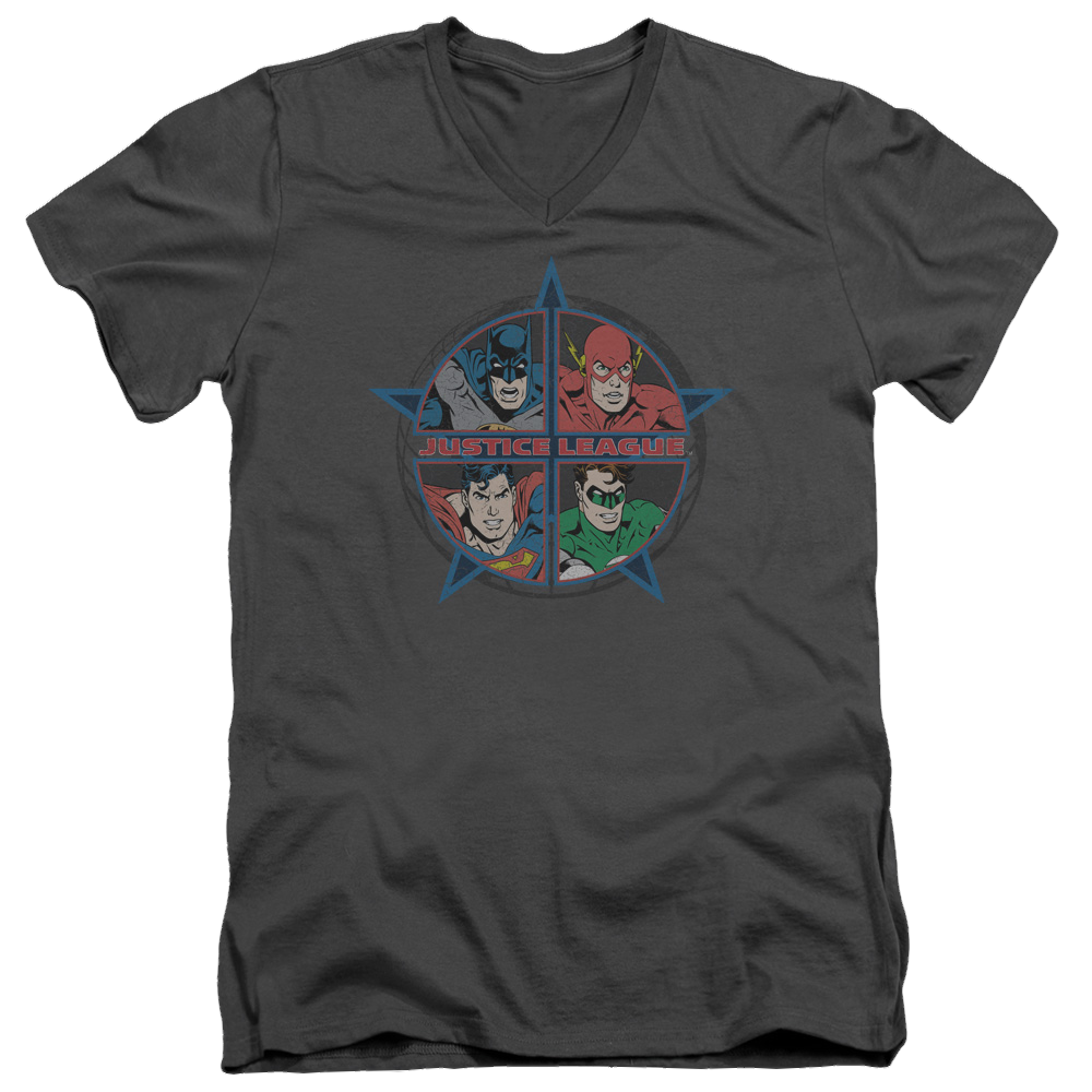 Justice League Four Heroes Men's V-Neck T-Shirt Men's V-Neck T-Shirt Justice League