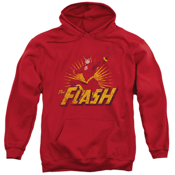 Red pullover hoodie with Flash Rough Distress graphic