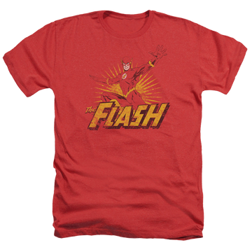 Red men's heather t-shirt with Flash Rough Distress graphic