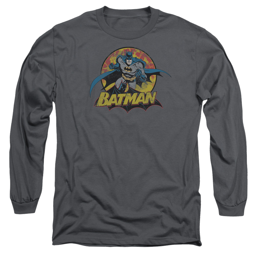 Justice League Batman Rough Distress Men's Long Sleeve T-Shirt Men's Long Sleeve T-Shirt Batman