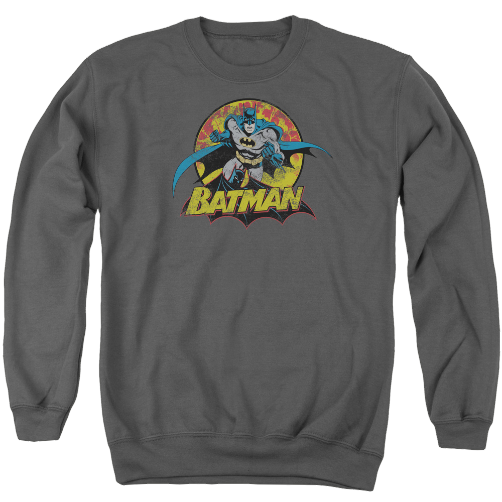 Justice League Batman Rough Distress Men's Crewneck Sweatshirt Men's Crewneck Sweatshirt Batman