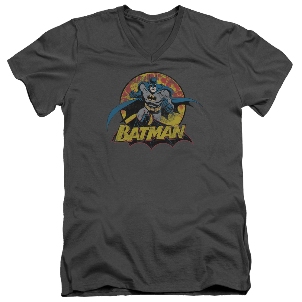 Justice League Batman Rough Distress Men's V-Neck T-Shirt Men's V-Neck T-Shirt Batman
