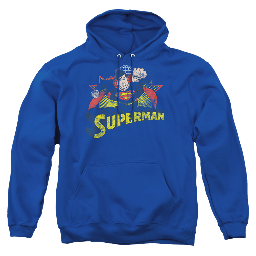 Justice League Superman Rough Distress Pullover Hoodie Pullover Hoodie Superman