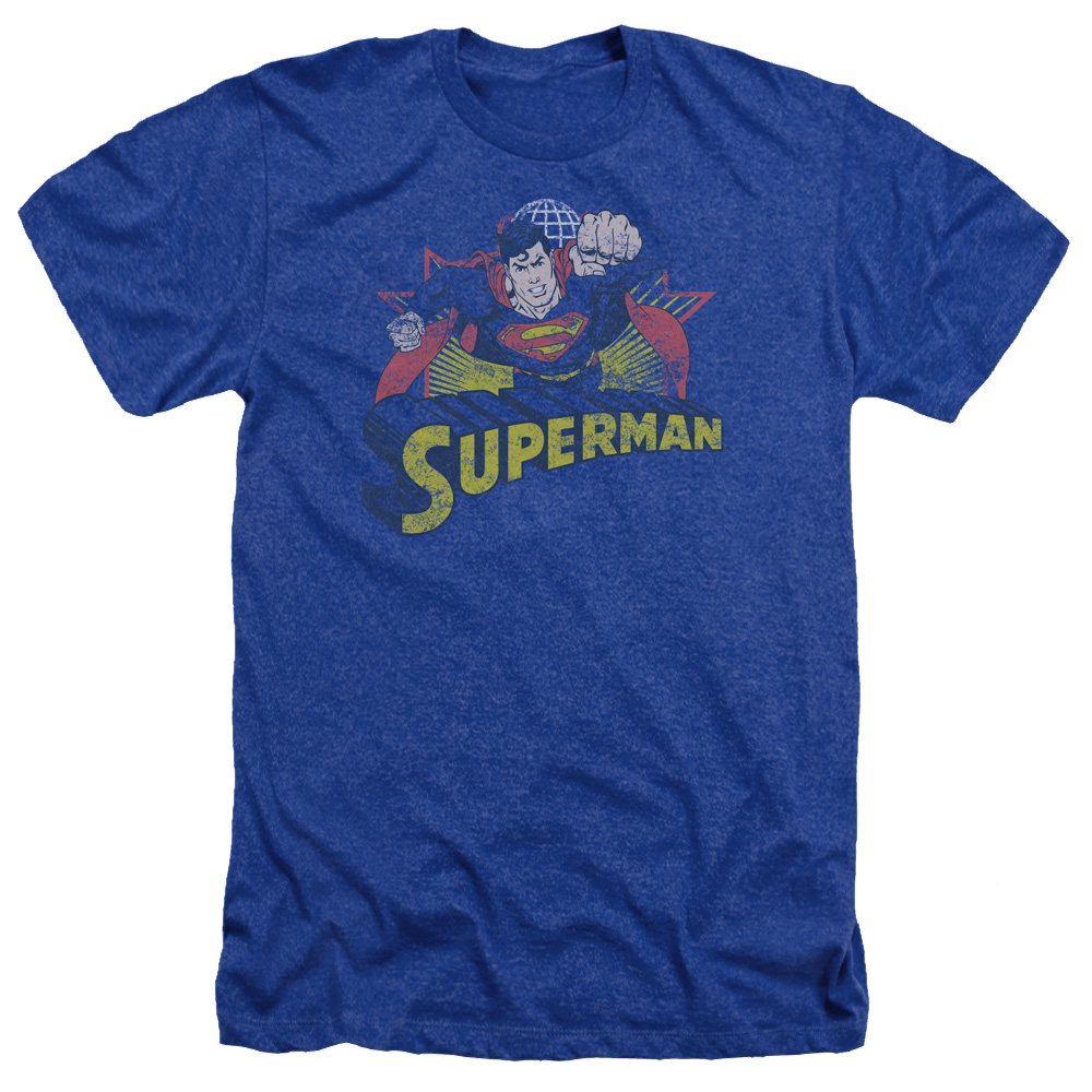 Justice League Superman Rough Distress Men's Heather T-Shirt Men's Heather T-Shirt Superman