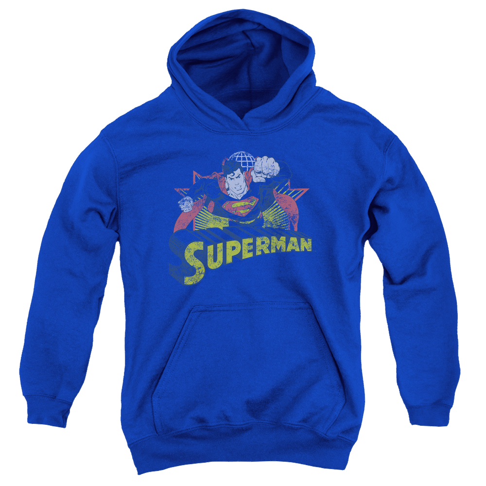 Superman Superman Rough Distress - Youth Hoodie Youth Hoodie (Ages 8-12) Superman