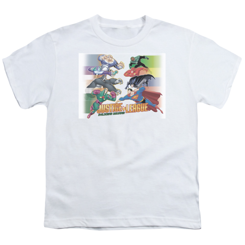 Justice League Evildoers Beware - Youth T-Shirt Youth T-Shirt (Ages 8-12) Justice League